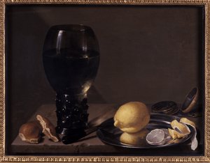 ワイングラスのある静物、1628 作： Jan Davidsz de Heem