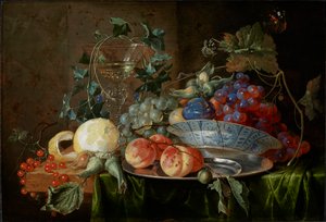 フルーツとグラスのある静物、1652年頃。 作： Jan Davidsz de Heem