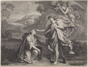 マグダラのマリアに庭師として現れるキリスト (Noli me tangere) 作： Jan Edelinck (possibly)