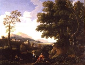 人物のいる古典的な風景 作： Jan Frans van Bloemen
