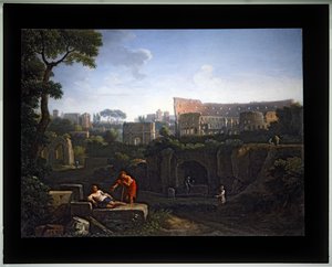 カプリチオ4枚セット；（2）コロッセオとコンスタンティヌスのアーチ（キャンバス地） 作： Jan Frans van (1662 1749) Bloemen