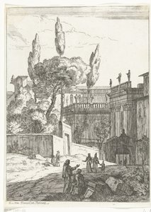 アンティークの建物と人物がいるイタリア風の風景 作： Jan Frans van Bloemen