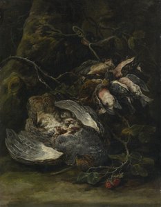 パートリッジと小さな狩猟鳥、1650年代。 作： Jan Fyt