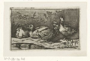 水辺にいる 4 羽のアヒル 作： Jan Gerard Smits