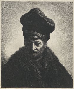 毛皮の帽子をかぶった男の胸像 Tronies after Rembrandt (シリーズタイトル) 作： Jan Gillisz. van Vliet