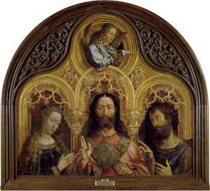 聖母マリアと洗礼者聖ヨハネの間のキリスト 作： Jan Gossaert