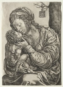 木の麓に座る聖母、1522年。 作： Jan Gossaert