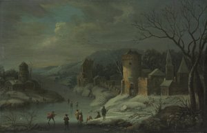 冬景色、1680-1718年頃（銅に油彩、木にマウント） 作： Jan Griffier