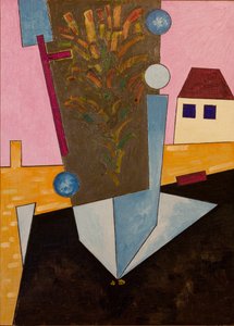 日没後、アスファルトが開花、2007年（木に油彩） 作： Jan Groneberg