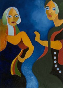 年下の女性が若い人に忠告する、2008年（キャンバスに油彩） 作： Jan Groneberg