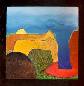 ギリシャ、非常に暑い日、2006年（木に油彩） 作： Jan Groneberg