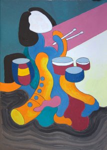 リトルドラマーガール、2009年（キャンバスに油彩） 作： Jan Groneberg