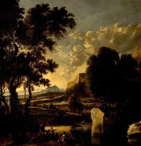 人物が手前にある風景 作： Jan Hackaert