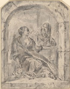 パイプを吸う女性と2本のパイプを持つ男性 作： Jan Havicksz. Steen (possibly)