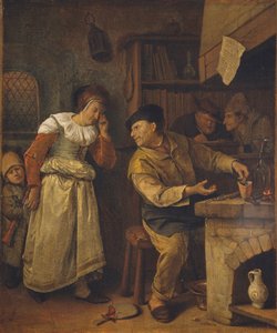 公証人の前で女性の宝石を溶かす金細工師：錬金術師》 1668-70年頃 油彩・カンヴァス 作： Jan Havicksz. Steen