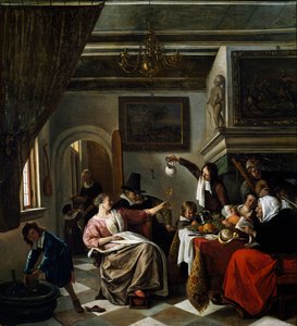 家族のお祝い」ヤン・スティーン（1626-1679）作