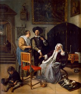 医者の訪問（オークパネルに油彩） 作： Jan Havicksz. Steen
