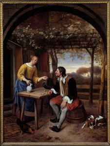 旅人の休息」 ヤン・ステーン（1626-1679）の絵