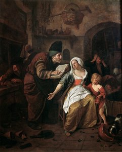 錬金術師」細部（油彩・キャンバス 作： Jan Havicksz. Steen
