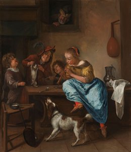 「ダンスレッスン」として知られる、ダンスをするように猫を教える子供たち、1660〜79年 作： Jan Havickszoon Steen