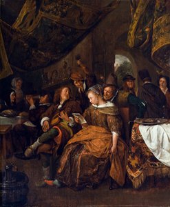Merry Company、c.1667-69（オークパネルに油彩） 作： Jan Havickszoon Steen