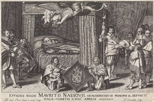 Paradebed van Prins Maurits、1625 Arausion の王子である偉大な Maurice Nassouii の肖像など。 死亡したハーグ・コミティスXXIIIの 1825 年 4 月 (オブジェクトのタイトル) 作： Jan Hendrikszブロードキャスト