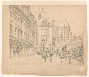 就任式でダム広場の宮殿の前に並ぶ軽騎兵 作： Jan Hoynck van Papendrecht