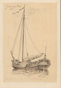 1768 年からの帆船 ホップのヨット (オブジェクトのタイトル) 作： Jan Hoynck van Papendrecht
