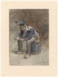 歩兵の着席読書ドラマー 作： Jan Hoynck van Papendrecht