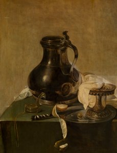 オランダ：ピューターの水差しのある静物 ピューターの水差しのある静物 作： Jan Jansz den Uyl