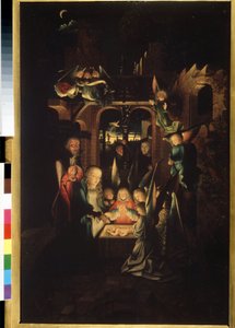 ""The Nativity"" (キリストの降誕 (聖なる夜)) Jan Joest 作 (1460-1519 年頃) 16 世紀 プーシキン美術館、モスクワ 作： Jan Joest van Kalkar