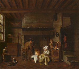 煙突の横のインテリアシーン 作： Jan Josef the Elder Horemans