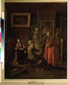 「画家のアトリエ」（画家のアトリエ） ヤン・ヨーゼフ・ホーレマンス・ザ・エルダー（1682-1759）による絵画 1725-1730年 プーシキン美術館 モスクワ 作： Jan Josef the Elder Horemans