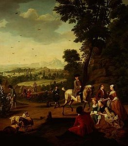 公園で休む優雅な鷹の団 作： Jan Josef the Younger Horemans