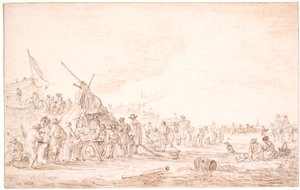 浜にクジラがいる海岸の風景 作： Jan Josefsz van Goyen