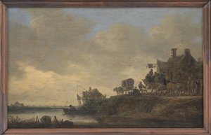 「白鳥」酒場のある川の風景 作： Jan Josefsz van Goyen