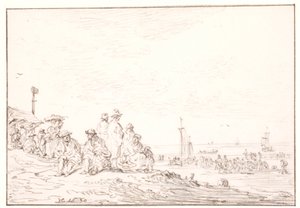 人が多いビーチ 作： Jan Josefsz van Goyen
