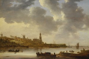 ライン川を挟んだレーネンの風景 作： Jan Josephsz van Goyen