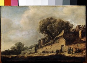 ""Paysage a la chaumiere et au chene"" (農民のコテージと樫の木のある風景) ヤン・ヨゼフス・ファン・ゴイェン作 (1596-1656) 1634 Dim. 87x105 cm エルミタージュ美術館、サンクトペテルブルク 作： Jan Josephsz van Goyen