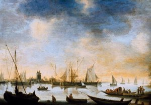 17世紀の川の眺め。 作： Jan Josephsz van Goyen
