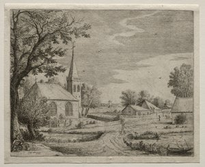 村の教会。 作： Jan Josephsz van Goyen