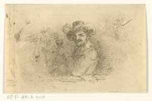 上げられたガラスを持つ兵士 作： Jan Karel Jacob de Jonge