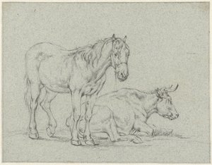 立っている馬と横になっている牛 作： Jan Kobell (II)