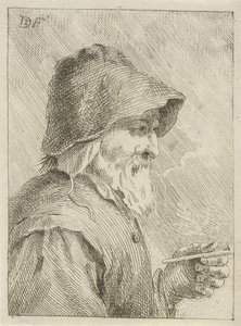 ひげと手にパイプを持つ老人 作： Jan Lauwryn Krafft (I) (attributed to)