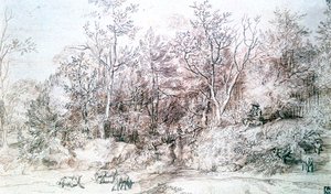 フルート奏者のいる風景、c1627-1674 作： Jan Lievens