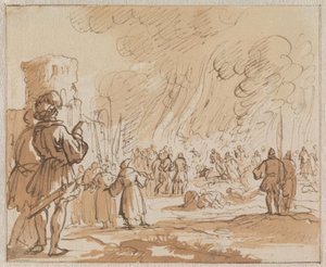 1210年、ミネルヴ郊外で180人のカタリ派（アルビジェン派）が火刑に処された 作： Jan Luyken