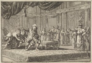 彼が大宰相の席の隣に置いた席は、1677 年にコンスタンティノープルでフランス大使から奪われたものです。 作： Jan Luyken