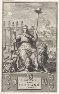 オランダの処女 タイトルページ: F. de la Neuville, Historie van Holland vol. 私、1704 作： Jan Luyken