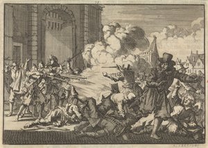 1621年、ルモンストラント牧師の投獄後のロッテルダムでの暴動 作： Jan Luyken