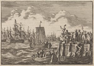 ウィリアム 3 世は艦隊と共にイギリスに向けて出発、1688 年 作： Jan Luyken